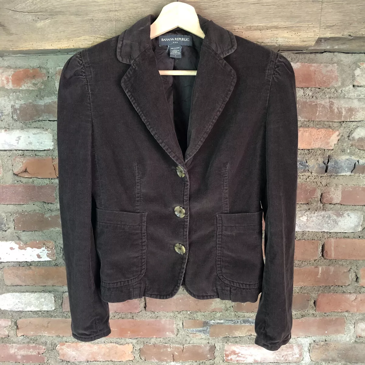 BANANA REPUBLIC Womens Brown Corduroy 3 Button Blazer Coat Jacket Size 4