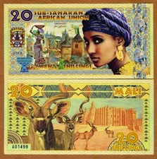 Sub-Saharan African Union, 20 Shillings, 2019, Private Issue Polymer Woman