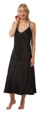 Ladies  Womens Silky Satin Chemise Long Nightdress Nighty Nightshirt Nightie 