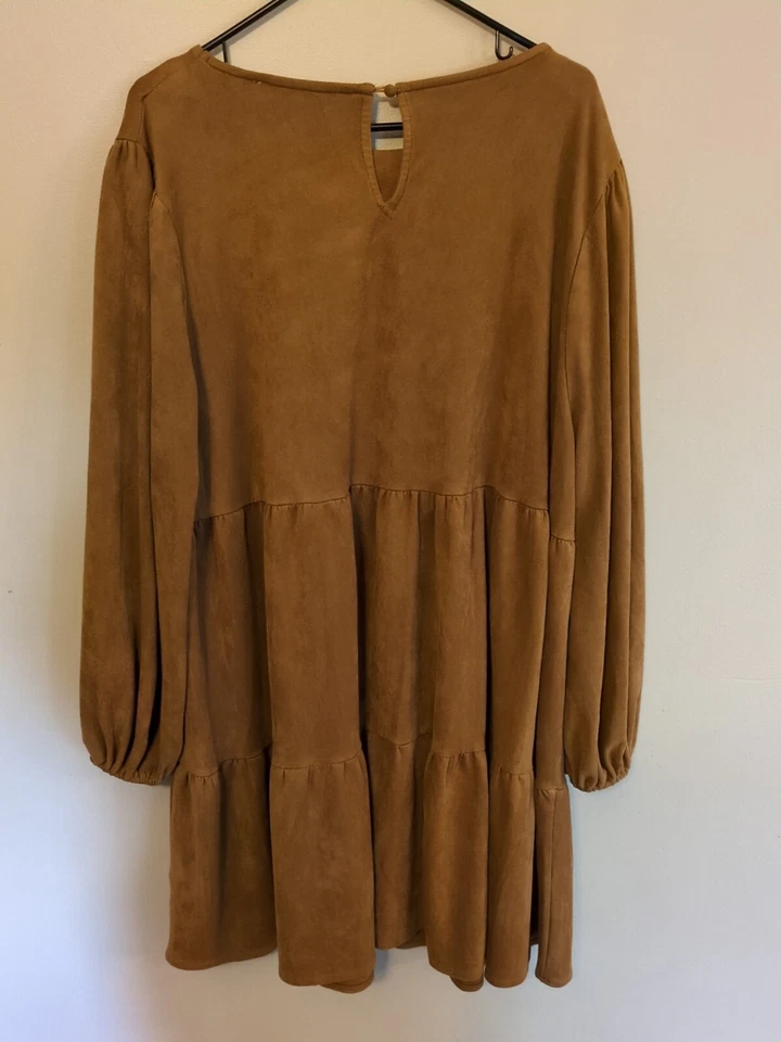 Flying Tomato Dress Western Boho Size 3xl Tiered Suede Feel Brown - Image 4 of 4
