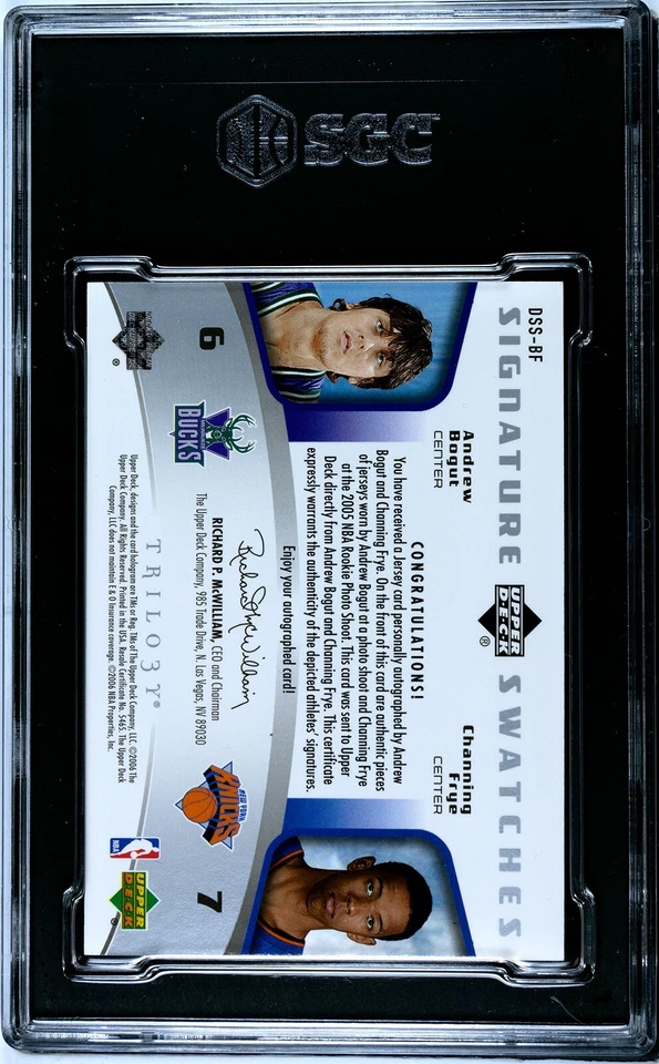 2005-06 Upper Deck NBA DUAL SWATCHES /15 Andrew Bogut ROOKIE Graded SGC 9.5 - Image 4 of 4