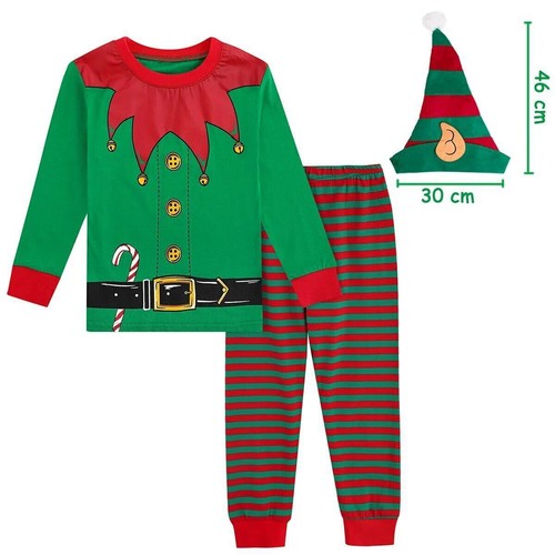 Christmas Pajamas Santa Claus Sleepwear Toddler Xmas Hat Nightwear Gift Clothes - Picture 7 of 15