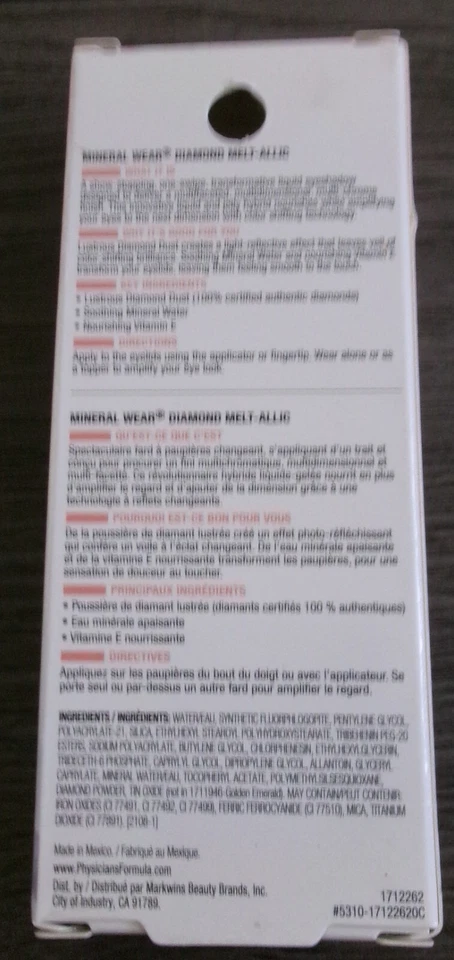 Physicians Formula Mineral Wear Diamond Melt-Allic, Liquid Blue Beam of Blue-NEW - Image 2 of 2