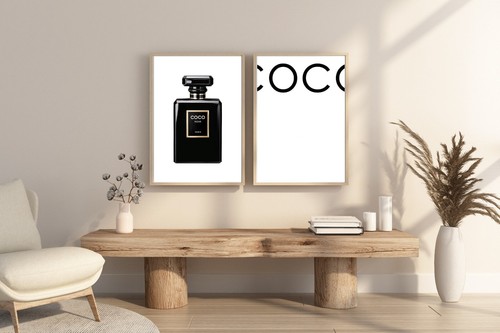 perfume bottle wall art prints for bedroom office salon black and white decor - Picture 1 of 4