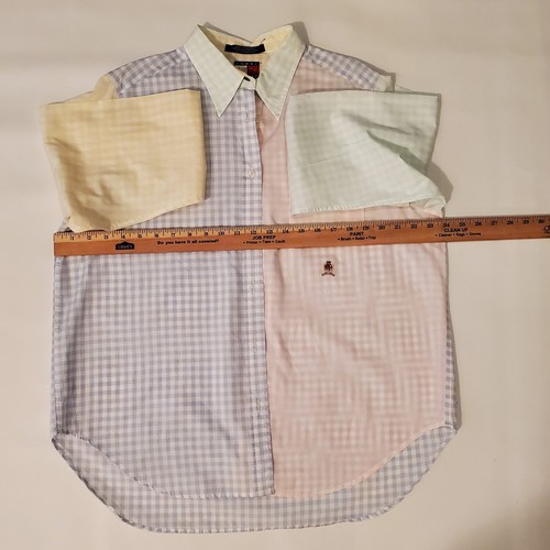 Vintage Tommy Hilfiger Womens Size 14 Gingham Pastel Color Block Long Sleeve - Picture 5 of 7