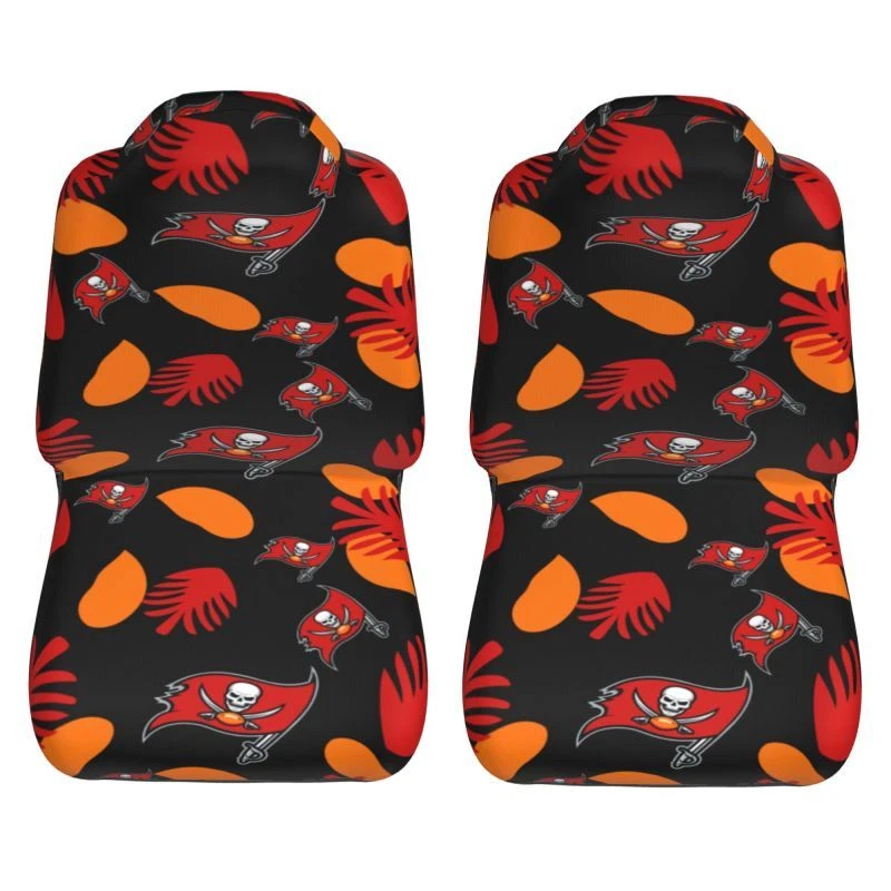 2pcs Tampa Bay Buccaneers Elastic Car Seat Covers Front Rear Protectors Decor