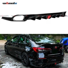 FOR 2022-2025 HONDA CIVIC MC STYLE FE180 GLOSS BLACK REAR DIFFUSER W/ LED LIGHTS