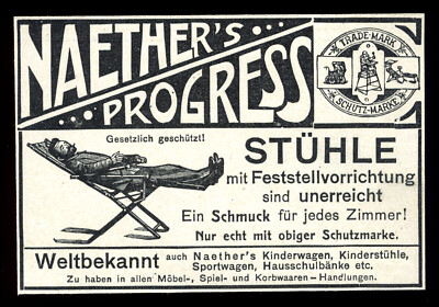  Alte Werbung Reklame 1902 NAETHER´S PROGRESS (1) Stühle