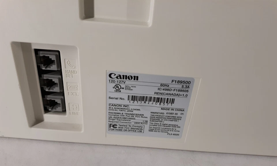 Canon Super G3 Laser Class 810 Fax Machine Printer w/ Power Cord *TESTED* - Image 2 of 4