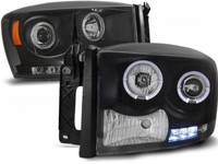 Scheinwerfer Paar Dodge Ram 06-08 Angel Eyes Schwarz