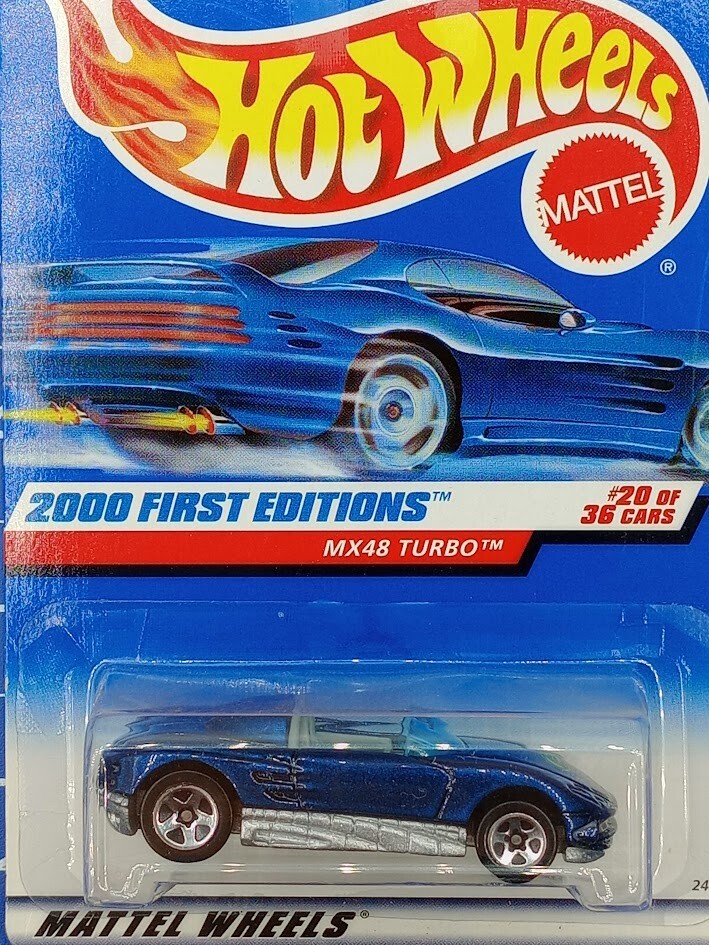 Hot Wheels Mx48 Turbo #2036 24375 #H21 1:64 Scale Blue Card Sealed