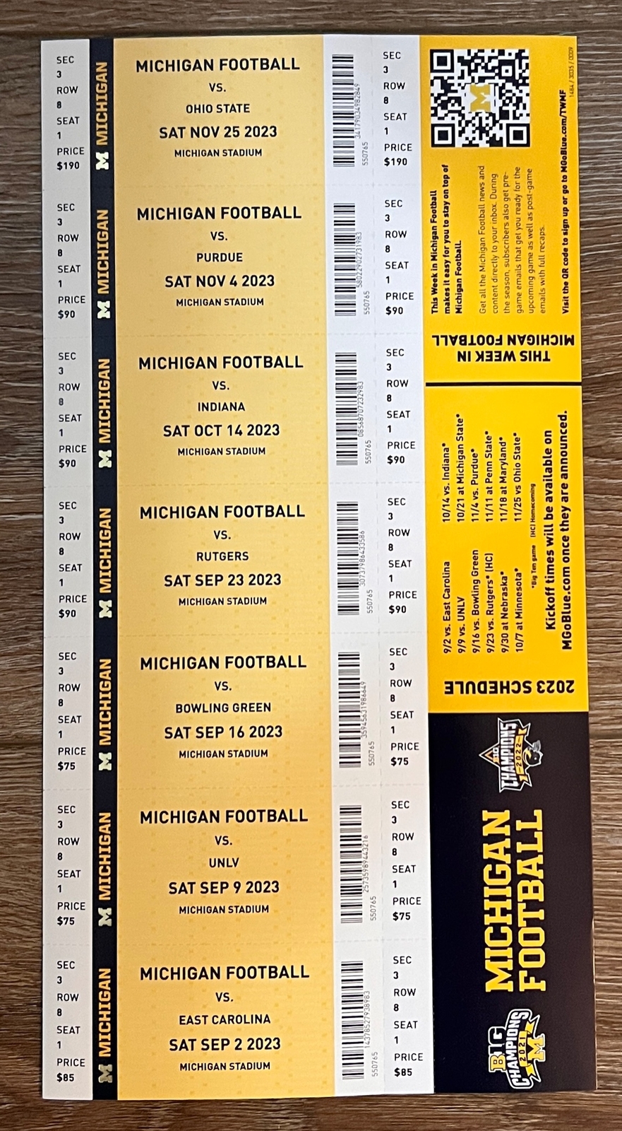 2023 Michigan Wolverines Football Collectible Ticket Stub Choose Any Home Game eBay