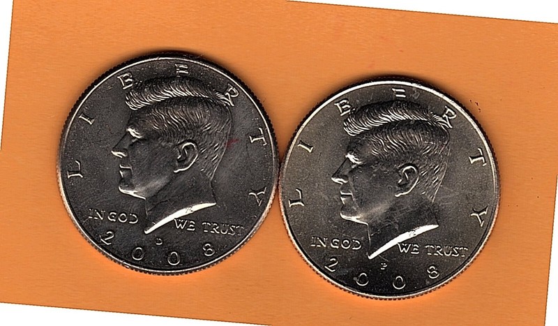 2008-P  & 2008-D  Kennedy Half Dollars, Uncirculated  2 Very, Very Nice Coins!