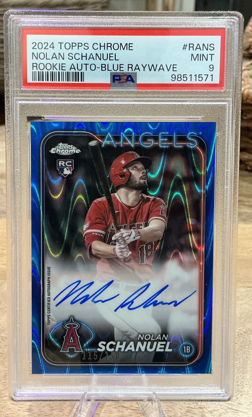 2024 Topps Chrome - Autographs Blue RayWave Refractor #RA-NS Nolan Schanuel /150