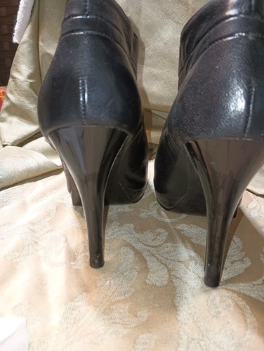 Nine West Boots Womens 8.5 M Pendanto Ankle Booties Black Leather Peep Stiletto - Picture 6 of 8