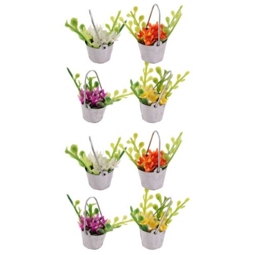  8 pièces mini plantes en pot modèle floral Shiwan seau en tôle panier de fleurs tambour - Photo 1/12