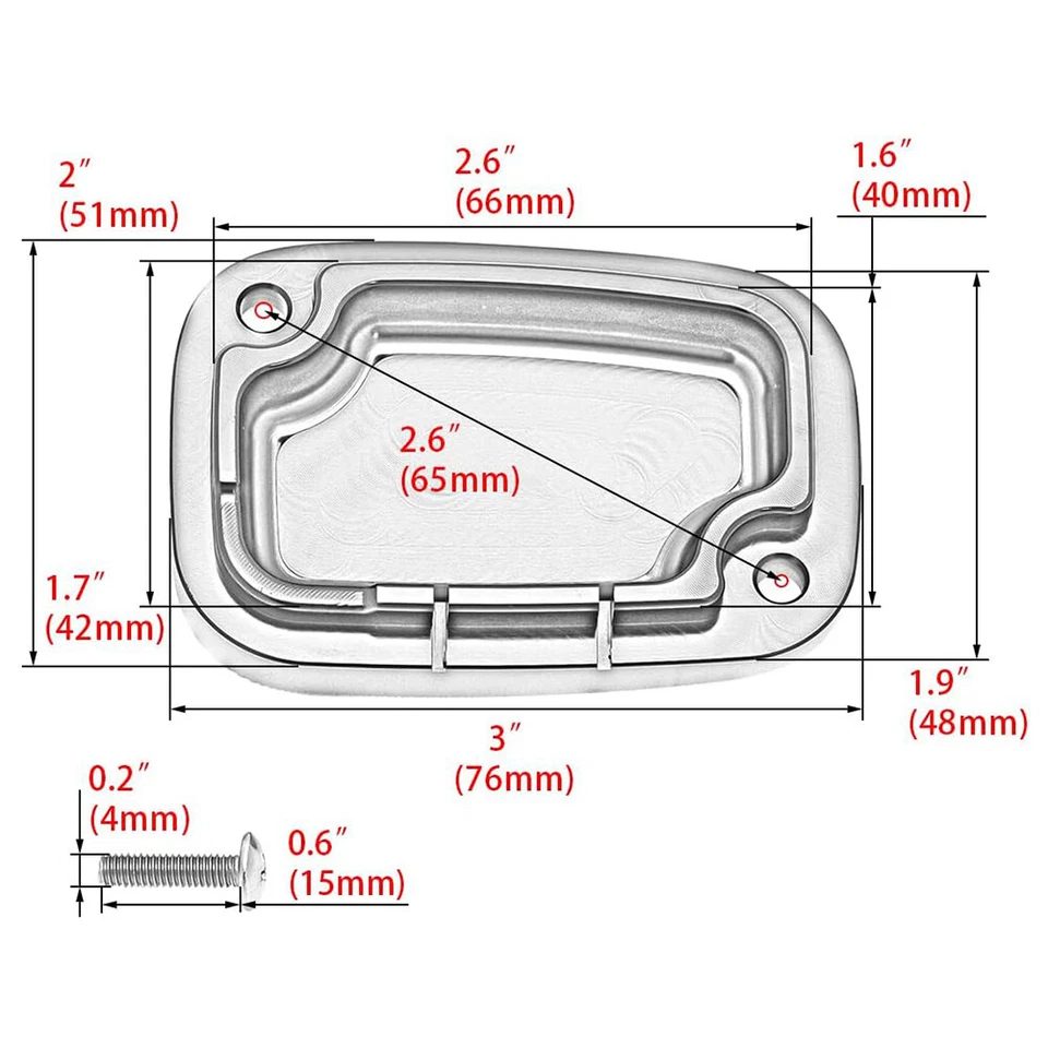 Brake Cylinder Reservoir Cover Cap For Harley Touring Road King Road Glide - Image 2 of 4