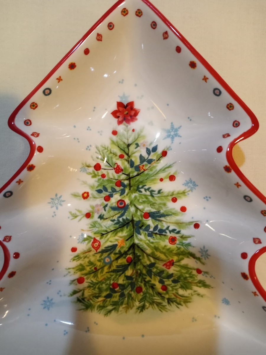 Pioneer Woman Holiday Candy Cookie Trinket Christmas Tree Dish
