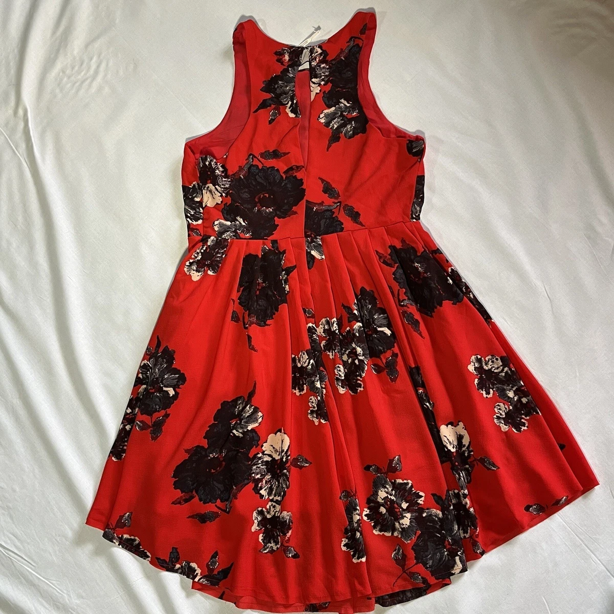 Free people red flower cheap dress