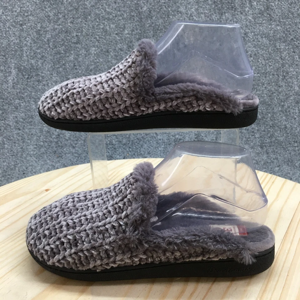 DF By Dearfoams Slippers Womens 7-8 M Mule Black Knitted Slip On Cozy Comfort - Image 2 of 4