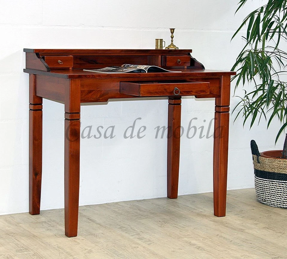 Schreibtisch Sekretär DECOR 100x91x57cm Pappel massiv kirschfarben lackiert - Bild 4 von 4