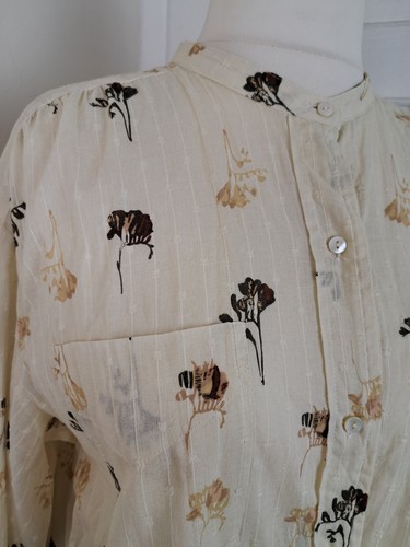 WRAP LONDON Beige Stripe Leaf Print Shirt Size 18 100% Cotton - Picture 3 of 7