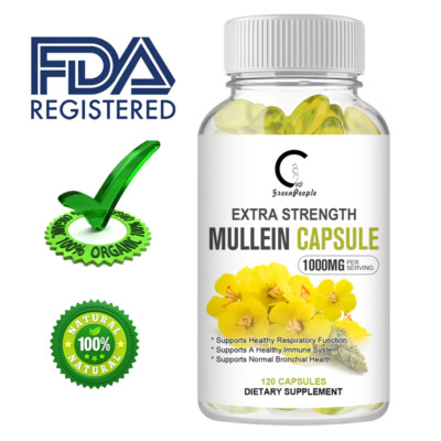 120Mullein Leaf Capsules For Lung Cleansing&Detox Herbal Dietary Supplement