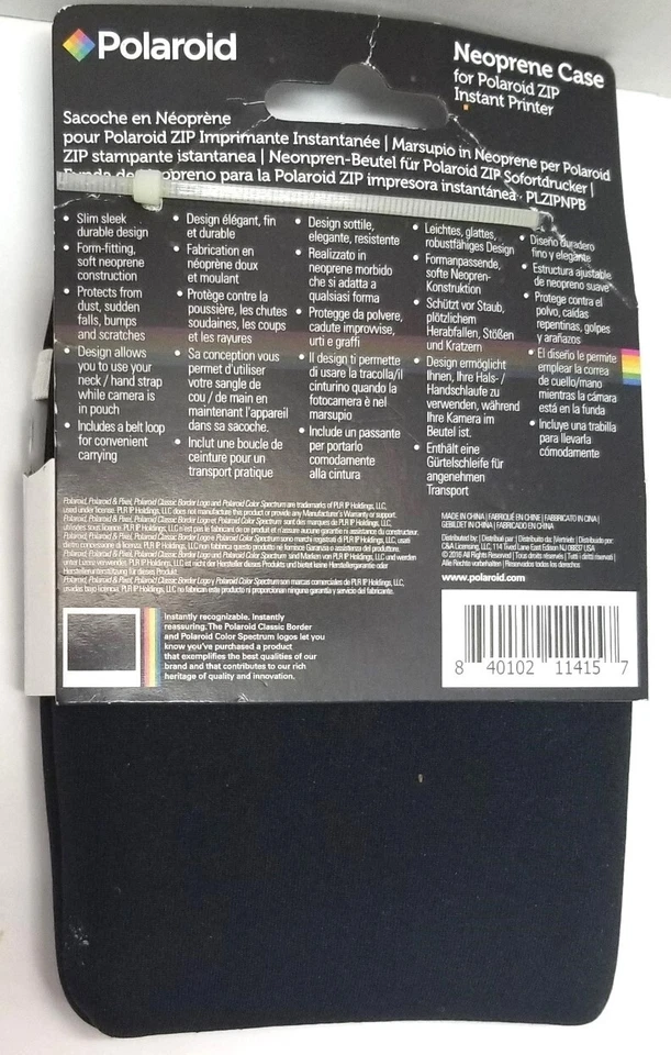Nueva funda de neopreno negra Polaroid para impresora instantánea Polaroid con cremallera Foto 2 de 3