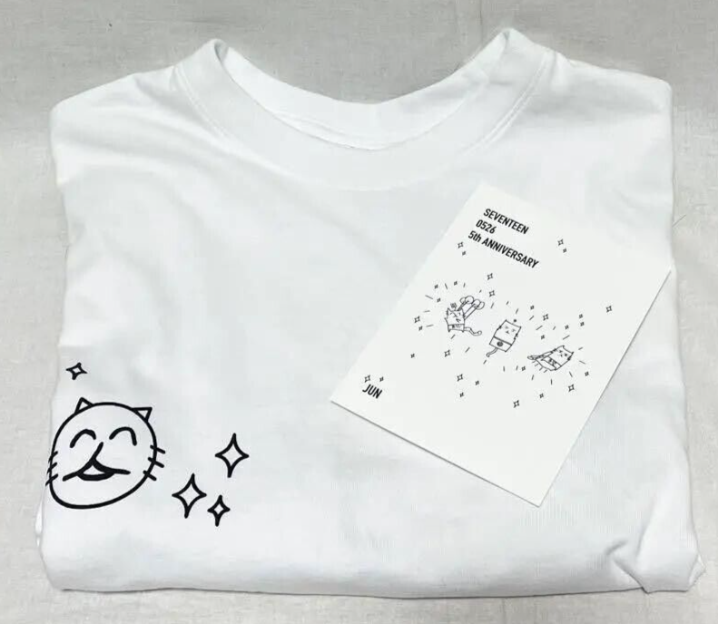MINGYU ホワイトTシャツ カレンダー付き SEVENTEEN JUN debut 5th anniversary 0526 T-shirt postcard Set M