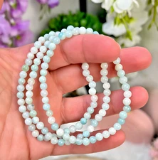 Amazonite Crystal Gemstone Elastic Stretch Dainty Bracelet Minimalist 4mm Beads