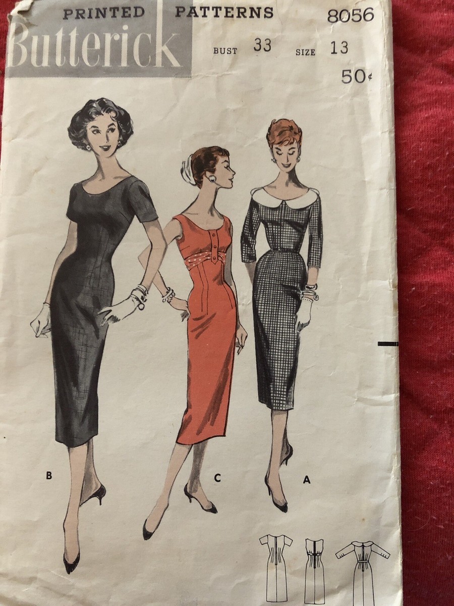Butterick Vintage Dress Pattern #8056. 1957, Size 13 | eBay Butterick Vintage Dress Pattern #8056. 1957, Size 13 | eBay