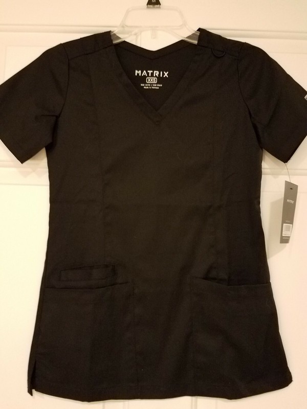 womens black scrub top  by MATRIX. SIZE XXS.  NWT 