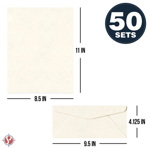 Matching 8.5 x 11" Paper and #10 Envelopes - New White Parchment - 50 Sets - Picture 7 of 7