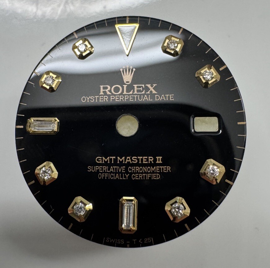 Rolex Gmt Master II 40mm Custom Black Baguette Diamond Dial For Ref 16713 16718