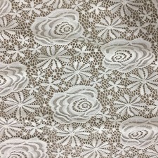 White lace fabric hollow rose stretch mesh 59" Width nylon sold by the yard
