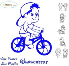 Kinderaufkleber Autoaufkleber Baby Kinder Aufkleber Wunschtext Radfahrer 1/80