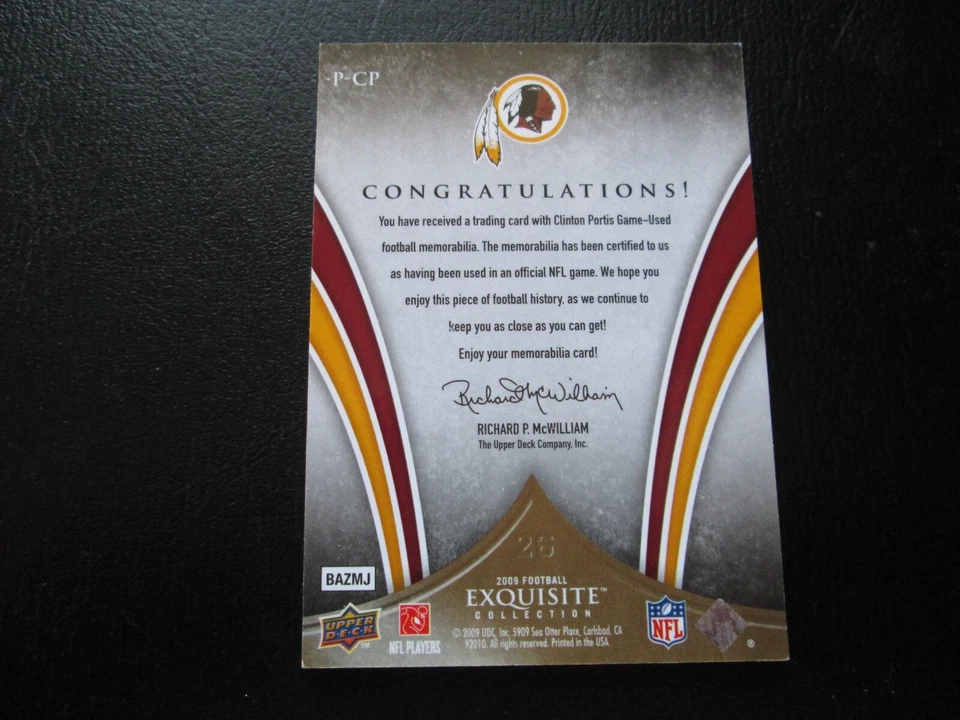 CLINTON PORTIS 2009 EXQUISITE PATCH SILVER GAME WORN JERSEY PATCH CARD #54/75 - Image 4 of 4
