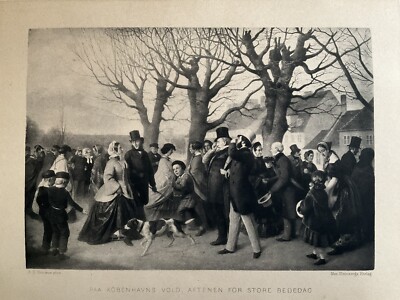 Max Kleinsorg Engraving Of AE Hunaeus 1862 Painting Evening Before Great Bededag