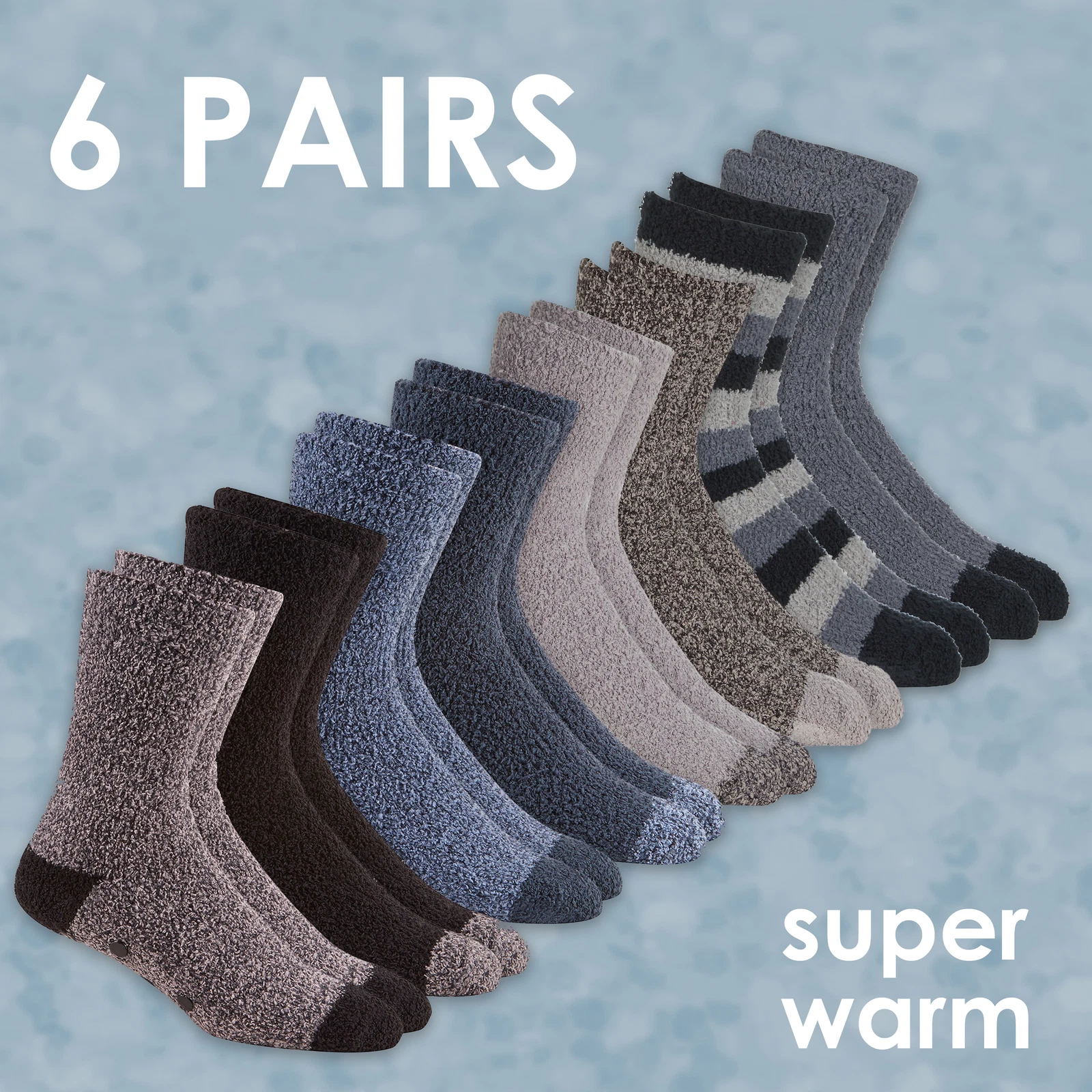 Mens Bed Socks Thick Multipack Non Skid Grips Winter Warm Soft 6 Pairs Size 6-11