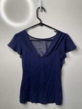Women’s Express Small Blue Short Sleeve Top V Cut Lightweight