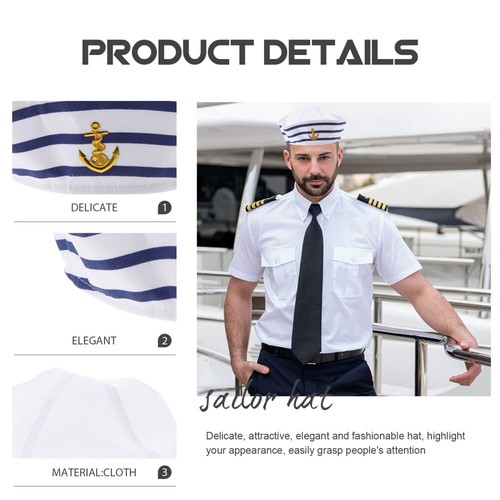 2pcs Cosplay Captain Hat Boat Hat Sailor Hat Party Cosplay Captain Hat - Bild 7 von 12
