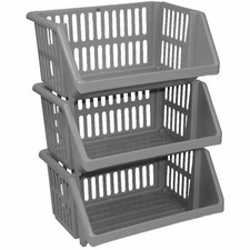 Image of VEGETABLE FRUIT STORAGE BASKET KITCHEN STACKING STACKABLE UNIT RACK TIDY TIER