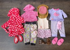Our Generation Doll Pig Pj's Beach Hat Sandel Rabbit Slippers Gown Outfit Bundle