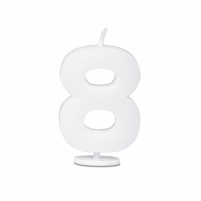Städter Kerzen Ziffer 8 mit Halter Zahl Geburtstagskerzen Kerze Weiß 4.5 cm