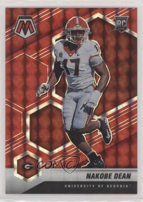 2022 Panini Mosaic Draft Picks Red Prizm 21/99 Nakobe Dean #67 Rookie RC 0ve9