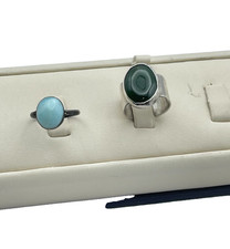 2 Silver-Plated Gemstone Rings Size 6.5  7