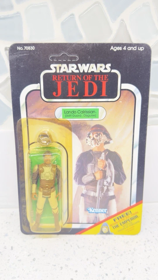 Star Wars Lando Calrissian 1983 Skiff Guard con 65 espalda ROTJ sin perforar raro Foto 2 de 4