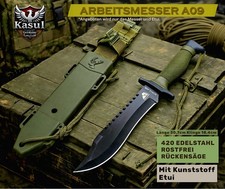 Arbeitsmesser A09 | 30,7cm | 420 Stahl | weicher Griff | Handseil | incl. Etui