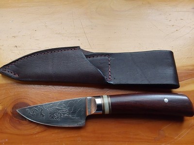 DAVID BOYE 2 INCH DROPPED EDGE UTILITY KNIFE WITH WOLF ETCHING