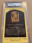 Yogi Berra Signed Gold Plaque Postcard HOF Autograph Yellow Yankees PSA/DNA 9